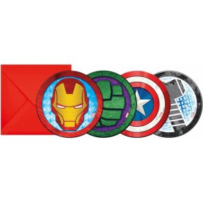 Avengers Indbydelser / 6 stk. 