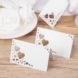 Bordkort Hvid m. Hjerter/ 50 Stk.