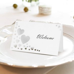 Bordkort Hvid m. Hjerter/ 50 Stk.