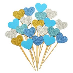 Kagepinde Hjerter/ 10 Stk. Bl Mix