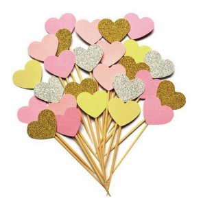 Kagepinde Hjerter/ 10 Stk. Pastel Mix