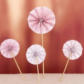 Kagepynt Papir Faner/ 4 Stk. Lyserd