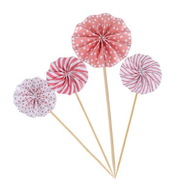 Kagepynt Papir Faner/ 4 Stk. Lyserd