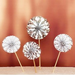 Kagepynt Papir Faner/ 4 Stk. Slv