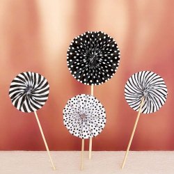 Kagepynt Papir Faner/ 4 Stk. Sort