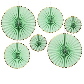 Rosetter/ 6 Stk. Lysegrn M. Guldkant