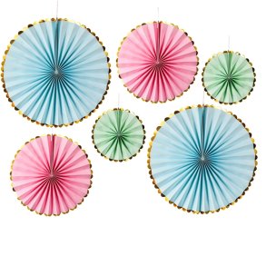 Rosetter/ 6 Stk. Pastel Mix M Guldkant