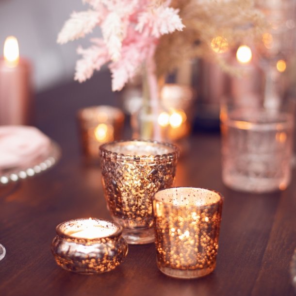 Rosegold Fyrfadstage 3 cm./ 4 Stk. 