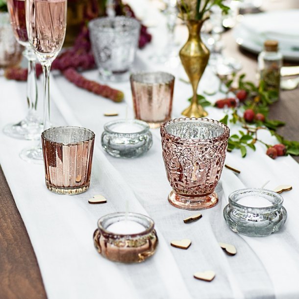 Rosegold Fyrfadstage 8 cm./ 4 Stk. 