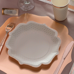 Tallerkener Hvid M. Rosegold Dots 21 Cm./ 10 Stk. 