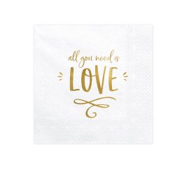 Servietter "All You Need Is Love" 33x33 Cm./ 20 Stk.