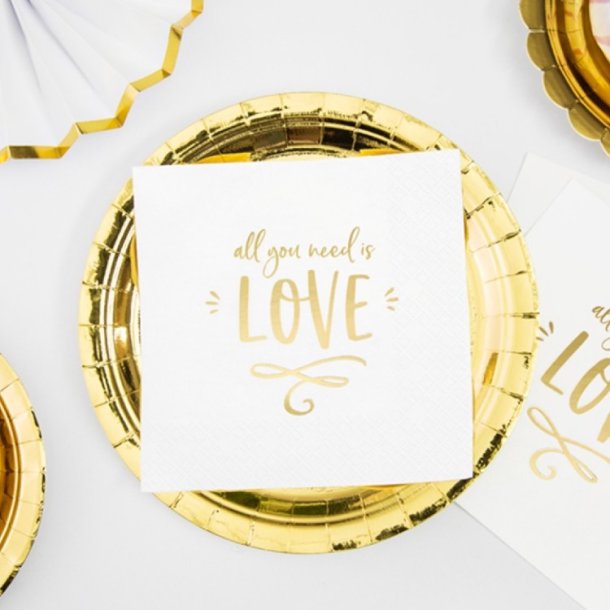 Servietter "All You Need Is Love" 33x33 Cm./ 20 Stk.