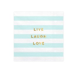 Lysebl/Hvid Citat Servietter 33x33/ 20 Stk.