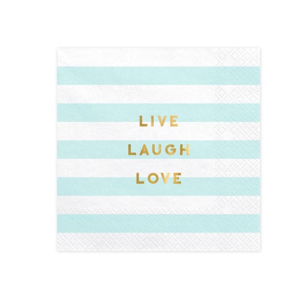 Lysebl/Hvid Citat Servietter 33x33/ 20 Stk.