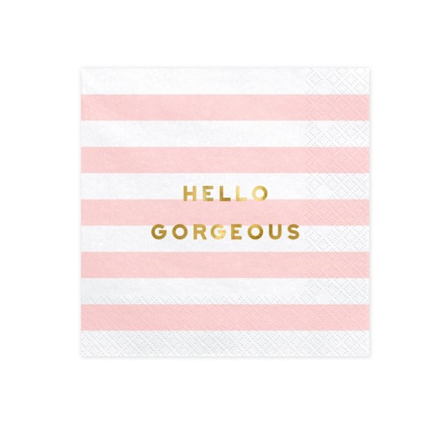 Lyserd/Hvid Citat Servietter 33x33/ 20 Stk.