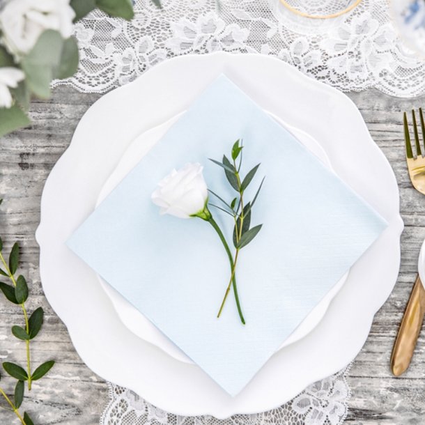 Servietter Lysebl 33 x 33 Cm./20 Stk.