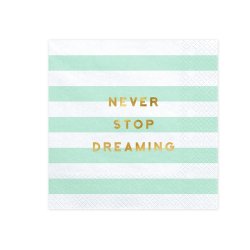 Mint/Hvid Citat Servietter 33x33/ 20 Stk.