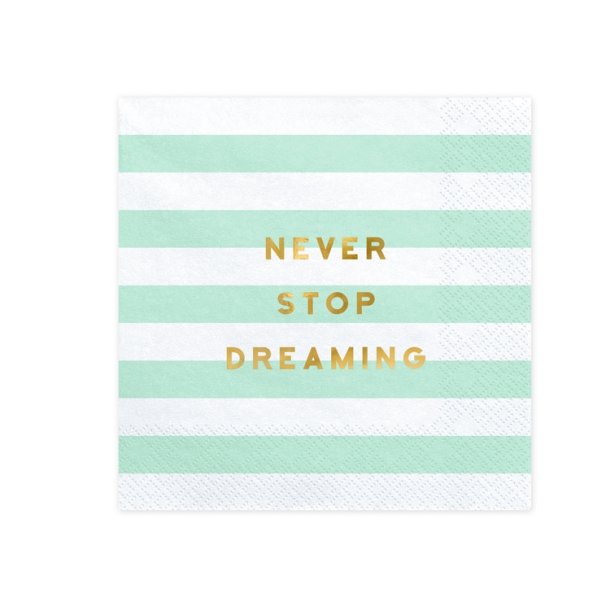 Mint/Hvid Citat Servietter 33x33/ 20 Stk.