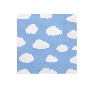 Servietter Lysebl M. Skyer 33x33 Cm./20 Stk.