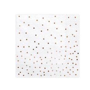 Servietter Hvide M. Guld Prikker 33x33 Cm./ 20 Stk.