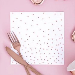 Servietter Hvide M. Guld Prikker 33x33 Cm./ 20 Stk.