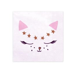 Servietter Rosa Kitty 33 x 33 cm./ 20 Stk.
