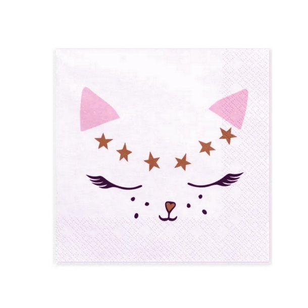 Servietter Rosa Kitty 33 x 33 cm./ 20 Stk.