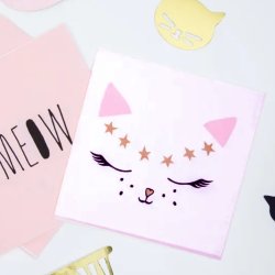 Servietter Rosa Kitty 33 x 33 cm./ 20 Stk.