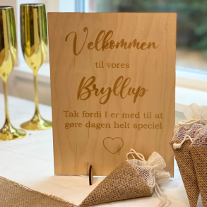 Velkomstskilt Bryllup Birketr 18x25 Cm.
