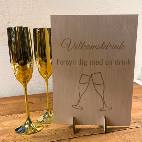Skilt 'Velkomstdrink' Birketr 18x25 Cm. 