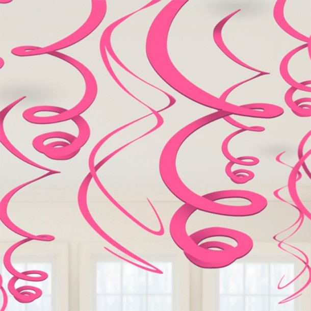 Dekorative Spiraler til ophng - 55 cm / Pink