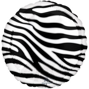 Zebra Print Rund Folieballon 43 cm.