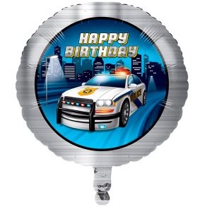 Police Car - Happy Birthday Folieballon 45 cm.