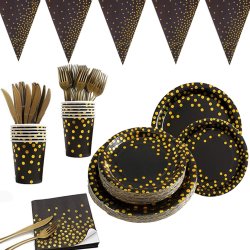 Engangsservice/Storkb 16 pers. Sort/Guld
