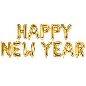 Happy New Year Folieballon/Guld