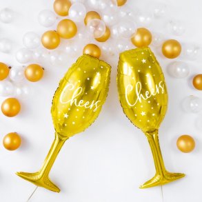 Champagneglas 'Cheers' Folieballon 28 x 80 cm.