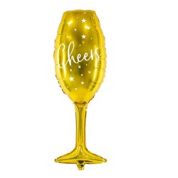 Champagneglas 'Cheers' Folieballon 28 x 80 cm.
