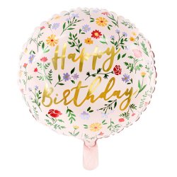 "Happy Birthday" Flower Folieballon/ 35 Cm.