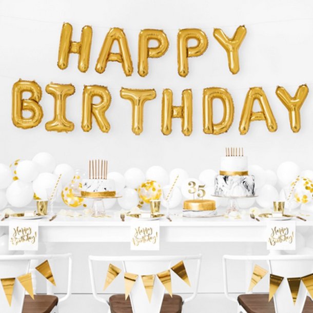 Happy Birthday Folieballon / Guld