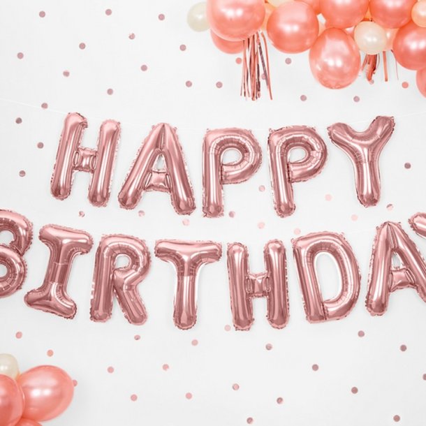 Happy Birthday Folieballon/ Rosegold
