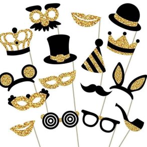 Photo Booth Props / Sort-Guld