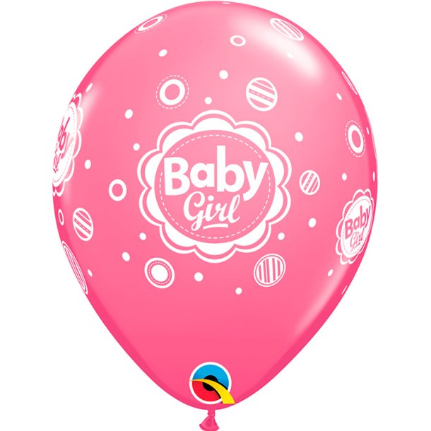  "Baby Girl" Latex Balloner - Rose / 6 stk. 
