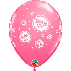  "Baby Girl" Latex Balloner - Rose / 6 stk. 