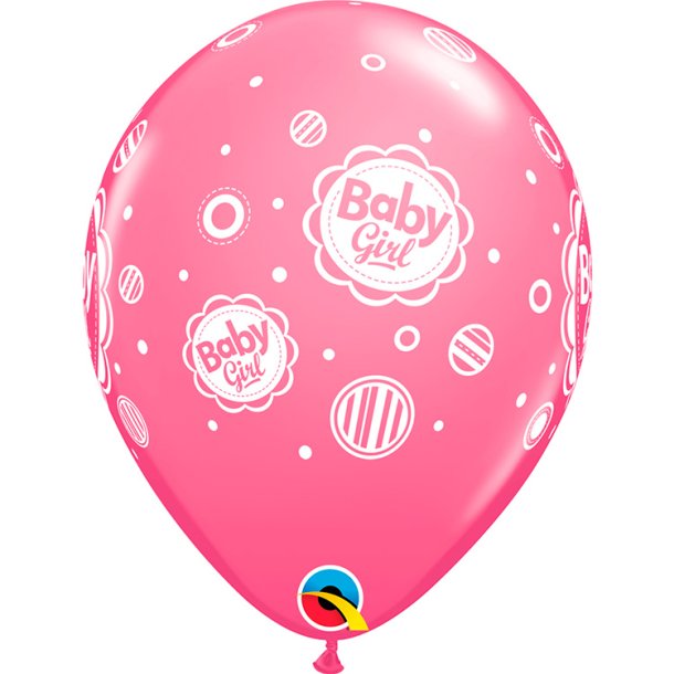  "Baby Girl" Latex Balloner - Rose / 6 stk. 