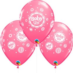  "Baby Girl" Latex Balloner - Rose / 6 stk. 
