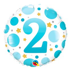 Rund Folieballon m/ Tal Blue Dots 46 cm.