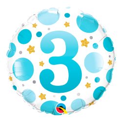 Rund Folieballon m/ Tal Blue Dots 46 cm.