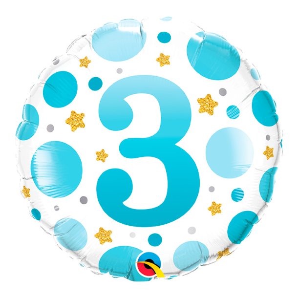 Rund Folieballon m/ Tal Blue Dots 46 cm.