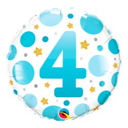 Rund Folieballon m/ Tal Blue Dots 46 cm.