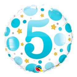 Rund Folieballon m/ Tal Blue Dots 46 cm.